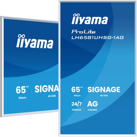 iiyama LH6581UHSG-1AG pantalla de señalización Pantalla plana para señalización digital 163,8 cm (64.5") Wifi 500 cd   m² 4K