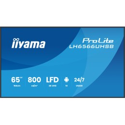iiyama LH6566UHSB-B1AG visualizzatore di messaggi Pannello piatto per segnaletica digitale 165,1 cm (65") LCD Wi-Fi 800 cd m²