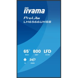 iiyama LH6566UHSB-B1AG Écran d'affichage dynamique Écran plat de signalisation numérique 165,1 cm (65") LCD Wifi 800 cd m² 4K