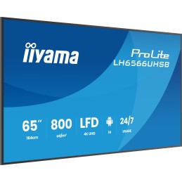 iiyama LH6566UHSB-B1AG pantalla de señalización Pantalla plana para señalización digital 165,1 cm (65") LCD Wifi 800 cd   m² 4K