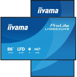 iiyama LH8664UHS-B3AG pantalla de señalización Pantalla plana para señalización digital 2,17 m (85.6") Wifi 500 cd   m² 4K
