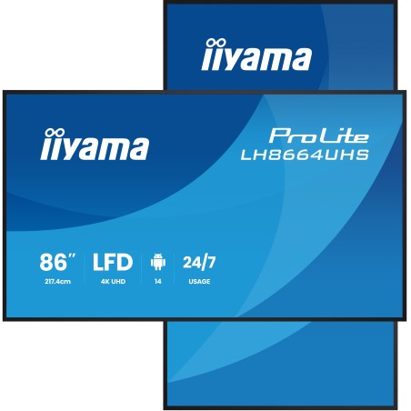 iiyama LH8664UHS-B3AG pantalla de señalización Pantalla plana para señalización digital 2,17 m (85.6") Wifi 500 cd   m² 4K