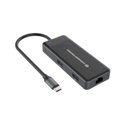 Conceptronic DONN14G base para portátil y replicador de puertos Alámbrico USB 3.2 Gen 1 (3.1 Gen 1) Type-C Gris