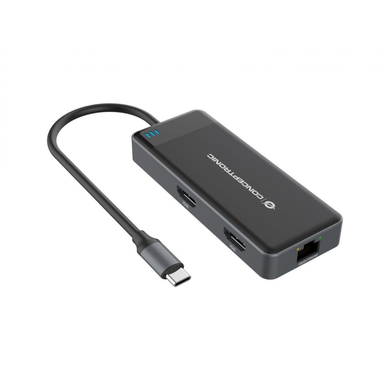 Conceptronic DONN14G laptop dock port replicator Wired USB 3.2 Gen 1 (3.1 Gen 1) Type-C Gray