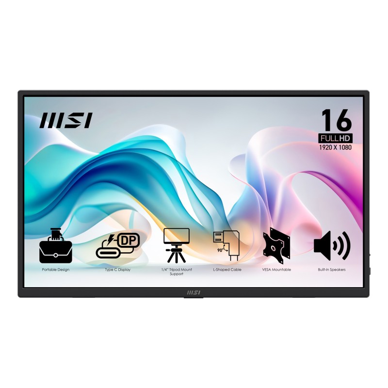 MSI PRO MP165DE E6 TV e monitor portatile Nero 39,6 cm (15.6") LED 1920 x 1080 Pixel