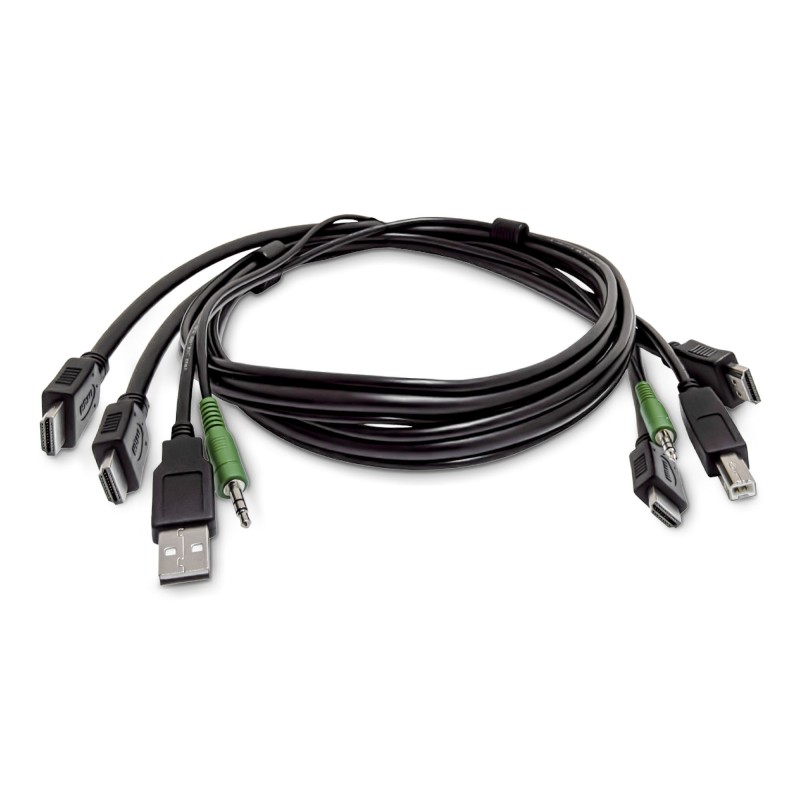 StarTech.com Câble KVM Double HDMI de 1,8 m, USB 2.0, Audio 3,5 mm, Câble Combiné Universellement Compatible pour Switch KVM,