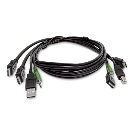 StarTech.com Câble KVM Double HDMI de 1,8 m, USB 2.0, Audio 3,5 mm, Câble Combiné Universellement Compatible pour Switch KVM,
