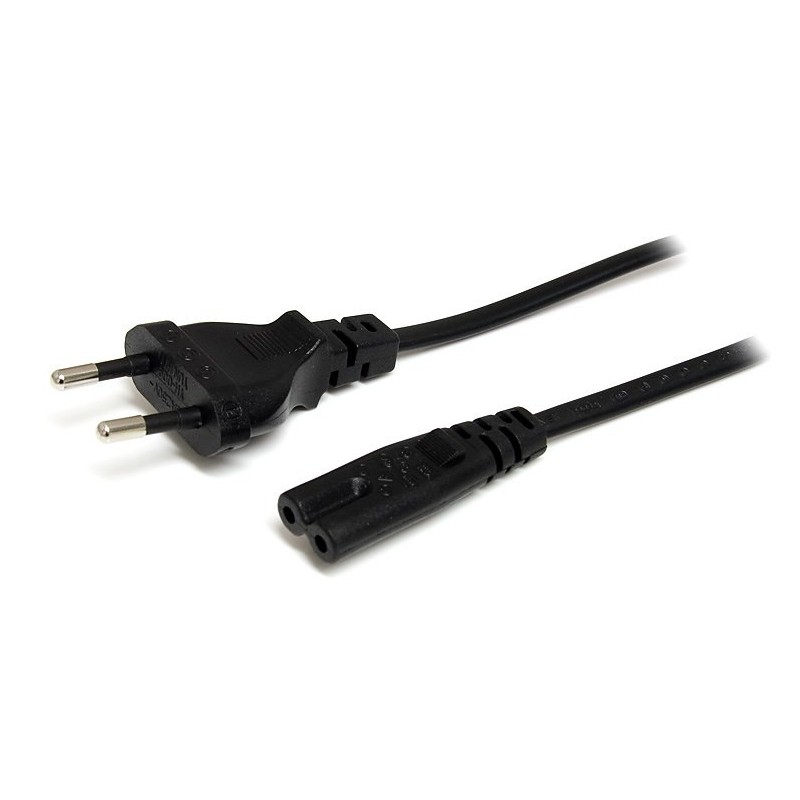 StarTech.com Cable de 2m de Alimentación para Portátiles, Enchufe UE a C7, 2,5A 250V, 18AWG, Cable de Repuesto para Portátiles,
