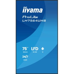iiyama LH7564UHS-B1AG pantalla de señalización Pantalla plana para señalización digital 190,5 cm (75") Wifi 500 cd   m² 4K
