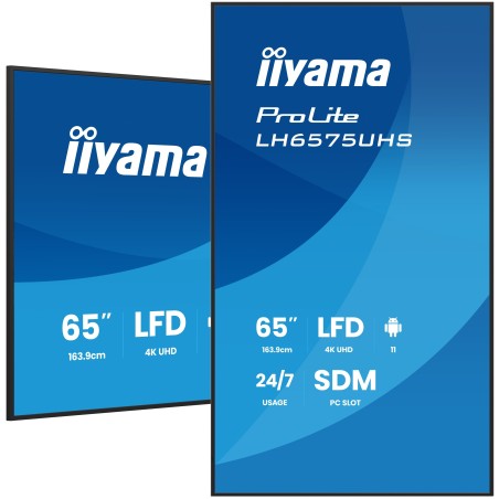 iiyama LH6575UHS-B2AG visualizzatore di messaggi Pannello piatto per segnaletica digitale 163,8 cm (64.5") LCD Wi-Fi 500 cd m²