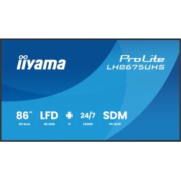 iiyama LH8675UHS-B2AG visualizzatore di messaggi Pannello piatto per segnaletica digitale 2,17 m (85.6") LCD Wi-Fi 500 cd m² 4K