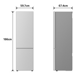LG GBBS312APY Frigorifero combinato Fit & Max 60cm, Classe A, 333L, AI Inverter, Prime Silver