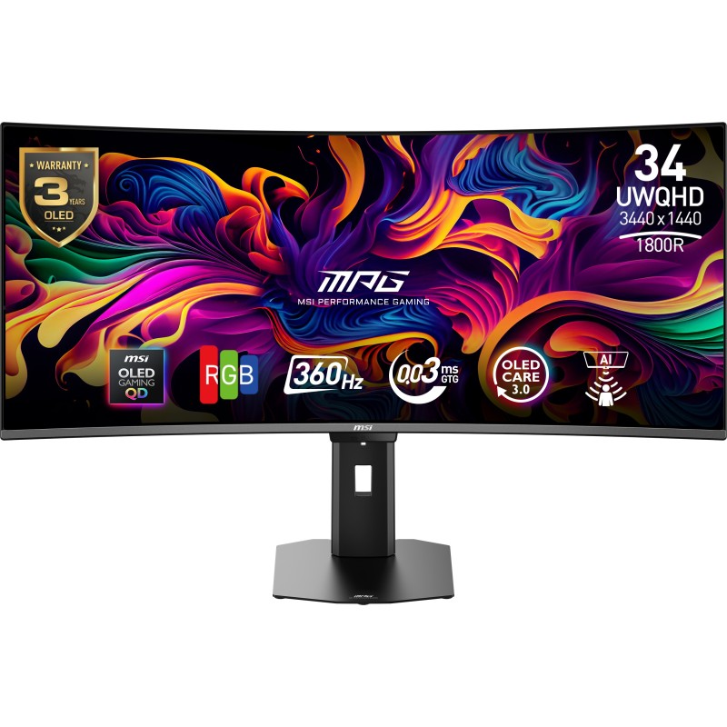 MSI MPG 341CQRDE QD-OLED X36 Monitor PC 86,4 cm (34") 3440 x 1440 Pixel UltraWide Quad HD Nero