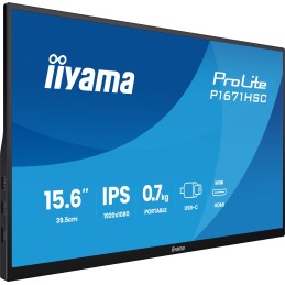 iiyama ProLite P1671HSC-B1 Monitor PC 39,6 cm (15.6") 1920 x 1080 Pixel Full HD LED Nero