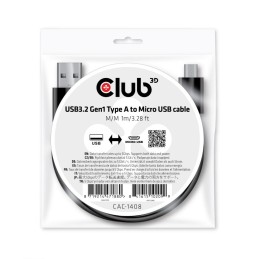 CLUB3D USB 3.2 Gen1 Type-A to Micro USB Cable M M 1m  3.28ft