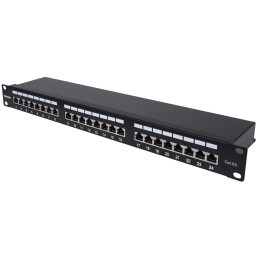 Intellinet Panneau de brassage, Cat6A, FTP, 24 ports, 1U, blindé, blocs 90° à insertion par le dessus (punch-down), noir