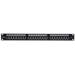Intellinet 24-Port Cat6a Patchpanel, geschirmt, FTP, 1 HE, Klemmleisten mit 90 Grad abgewinkelten Kabeleinführungen, schwarz