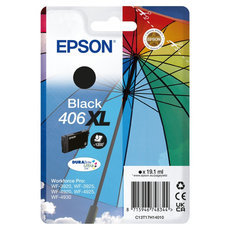 Epson 406XL Umbrella DURABrite Ultra ink cartridge 1 pc(s) Original High (L) Yield Black