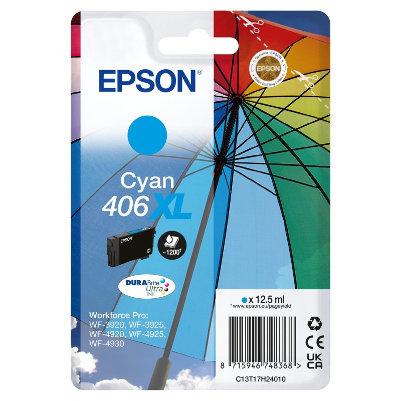 Epson Pack individual de tinta DURABrite Ultra cian 406XL Paraguas