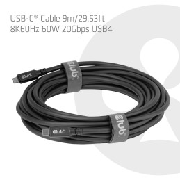 CLUB3D Câble USB-C® 8K 60 Hz, 60W, 20 Gbps, USB4, 9 m   29,53 pieds