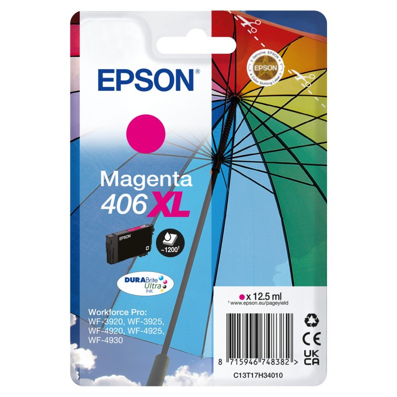 Epson Singlepack Magenta 406XL Umbrella DURABrite Ultra Tinte