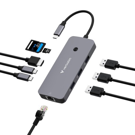Verbatim CMH-09 USB tipo-C 10000 Mbit s Argento