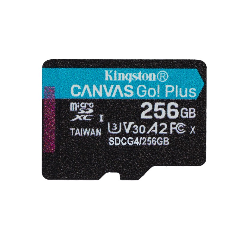 Kingston Technology 256GB microSDXC Canvas Go Plus Gen4 200R A2 U3 Single Pack w o ADP