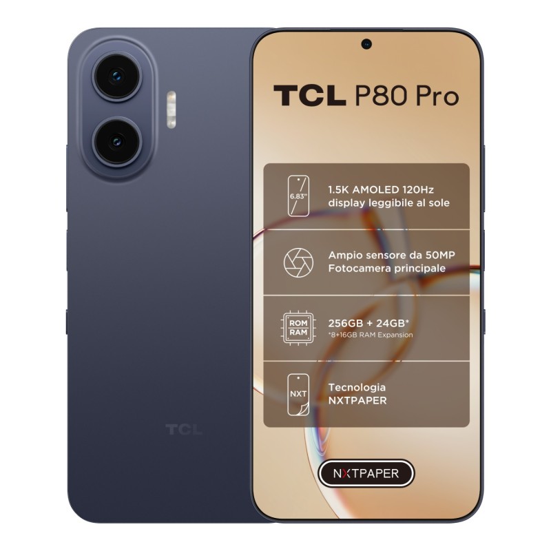 TCL P80 Pro 6.83" Dual SIM Android 16.0 5G USB Type-C 8 GB 256 GB 5800 mAh Blue