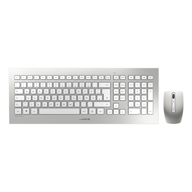 CHERRY DW 8000 keyboard Mouse included Office RF Wireless QWERTZ German Silver, White