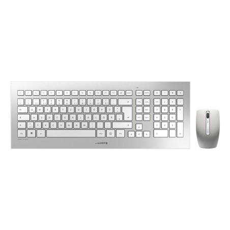 CHERRY DW 8000 keyboard Mouse included Office RF Wireless QWERTZ German Silver, White