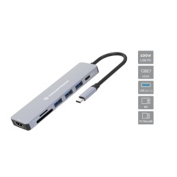 Conceptronic DONN19G laptop dock port replicator Wired USB 3.2 Gen 1 (3.1 Gen 1) Type-C Gray