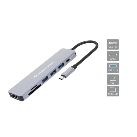 Conceptronic DONN19G laptop dock port replicator Wired USB 3.2 Gen 1 (3.1 Gen 1) Type-C Gray