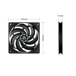 ARCTIC P12 Slim PWM PST 120 mm PWM Lüfter optimiert für statischen Druck mit integriertem Y-Kabel