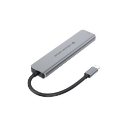 Conceptronic DONN33G base para portátil y replicador de puertos Alámbrico USB 3.2 Gen 1 (3.1 Gen 1) Type-C Plata