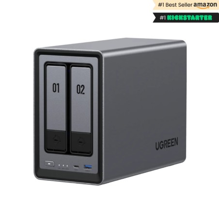 Ugreen NASync DXP2800 NAS System 2-Bay Compatta Intel® N N100 8 GB DDR5 0 TB UGOS Pro Nero