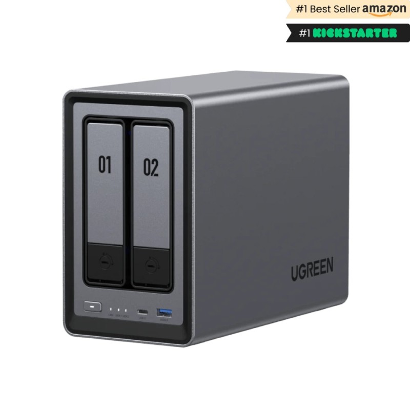 Ugreen NASync DXP2800 NAS System 2-Bay Compatta Intel® N N100 8 GB DDR5 0 TB UGOS Pro Nero