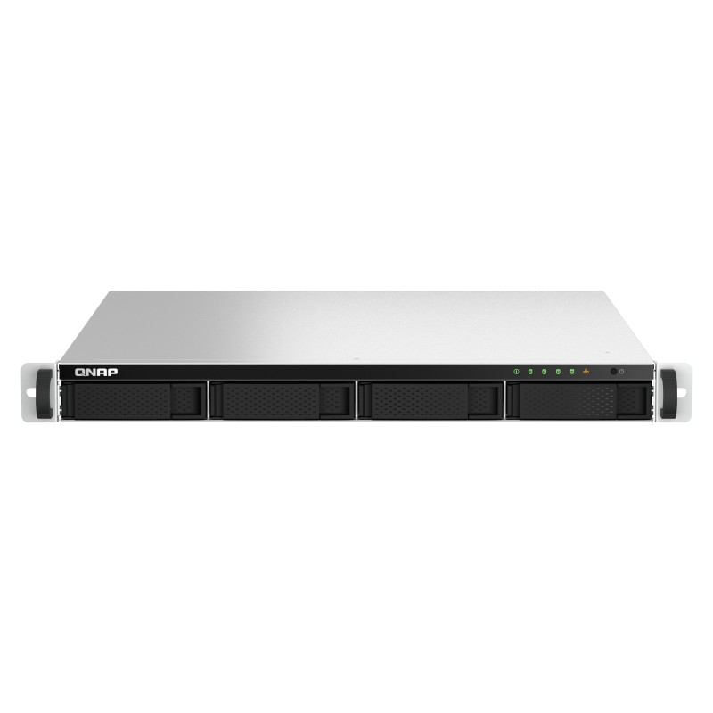 QNAP TS-464U-RP NAS Rack (1U) Intel® Celeron® N5095 8 GB DDR4 0 TB QNAP Turbo System Aluminium, Schwarz