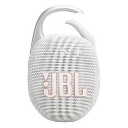 JBL Clip 5, Sistema audio portatile Waterproof e Dustproof con moschettone integrato, Bianco