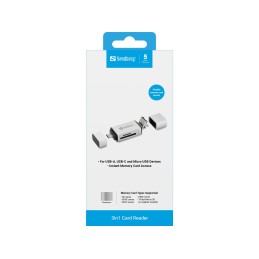 Sandberg Card Reader USB-C+USB+MicroUSB