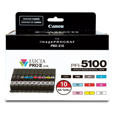 Canon PFI-5100 Multipack cartucho de tinta 10 pieza(s) Original Rendimiento estándar Cian, Negro mate, Negro