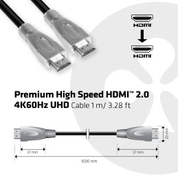 CLUB3D Premium High Speed HDMI™ 2.0 4K60Hz UHD Kabel 1 meter