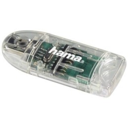 Hama Lettore USB 2.0 "8 in 1" slim, SD, SDHC, SDXC, MMC, MMC plus, miniSD, mini SDHC, microSD, microSDHC, trasparente, blister